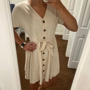 Tan Button-Up Dress